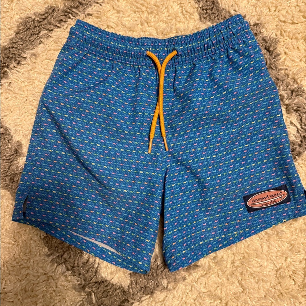 Vineyard Vines Boys Size 5 Bright Blue Multi--Color Swim Trunks.
